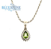 Sterling Silver Pendant with a pear cute Peridot gemstone. Peridot gem